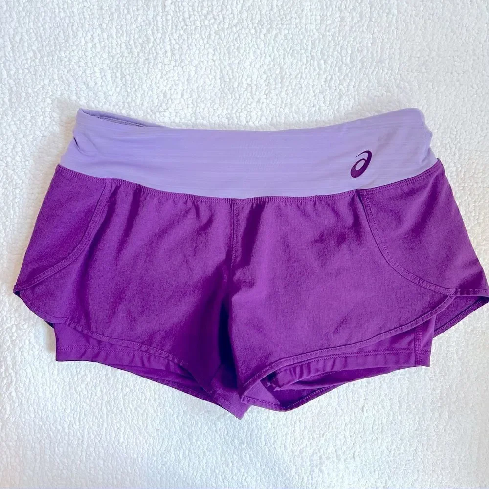 ASICS Athletic Running Shorts Dark Purple Light Purple Women’s Size Small (S)